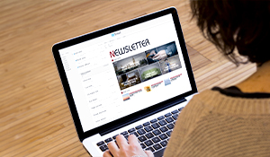 laptop screen with a digital newsletter 