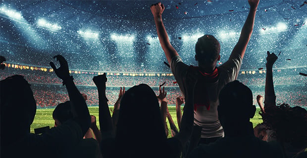 Stadium of people cheering